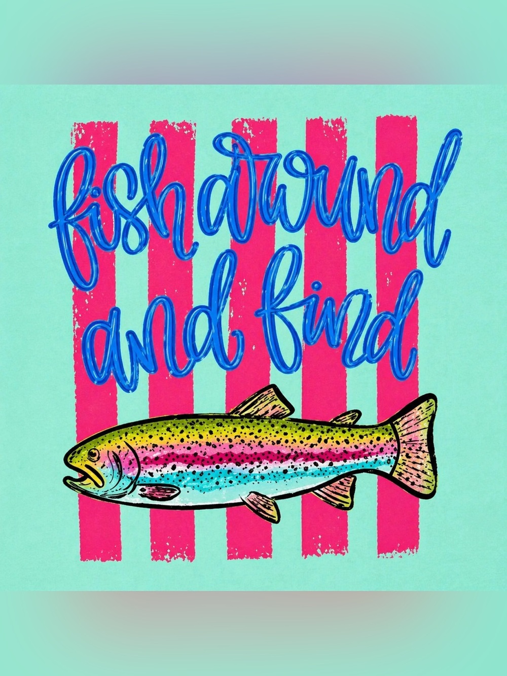 Comfort Colors Teal & Pink Rainbow Fish Graphic Tee